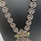 AD Green Stone Peacock Pattern Victorian Dual Tone Polish Long Necklace