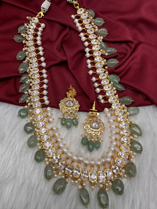 Polki 6 Carat Gold Plated Emerald Necklace