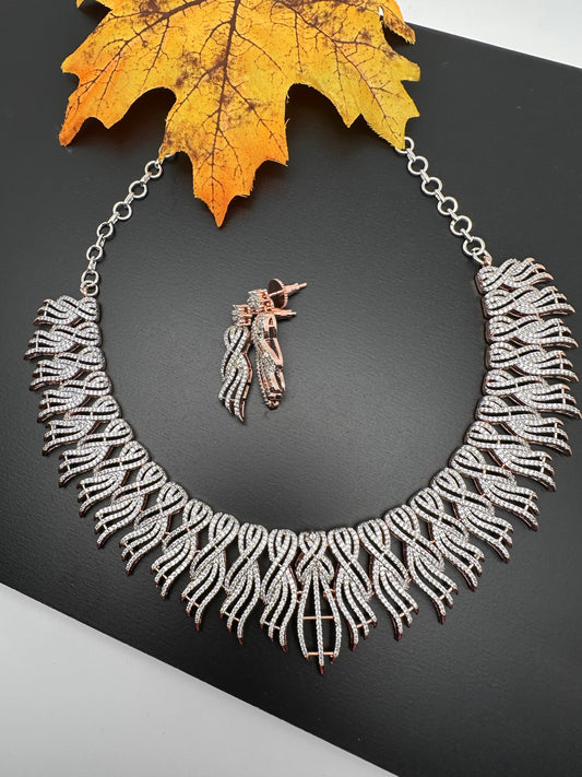 AD Neckline Rose Gold Neckline Statement Short Necklace