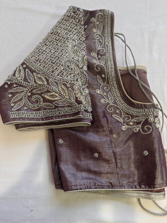 Purple Mauve Maggam work blouse