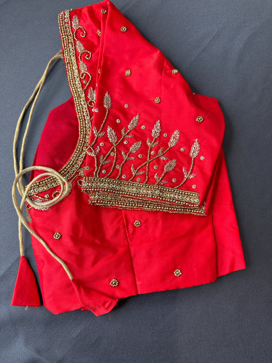 Red  Silk Maggam Aari Work Blouse