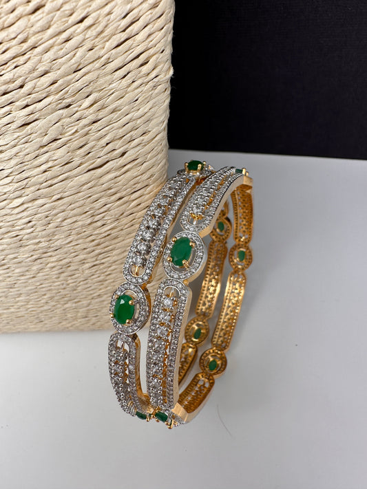 American Diamond Emerald Green Bangles