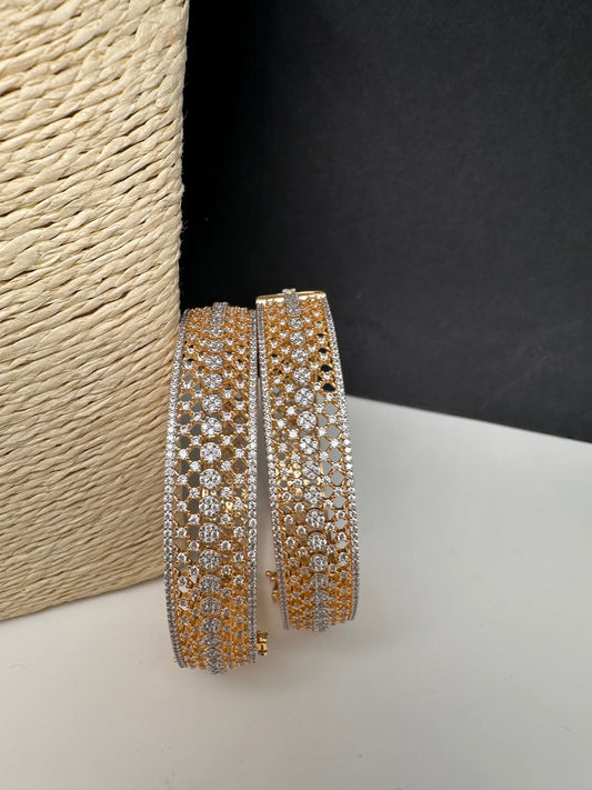 AD Gold Openable Clear Stone Bangle
