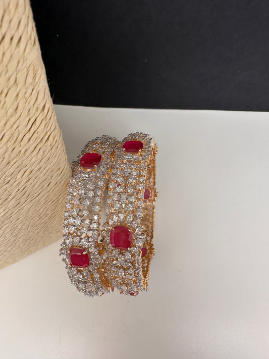 Ruby Marquise Cut American Diamond Kada Bangle