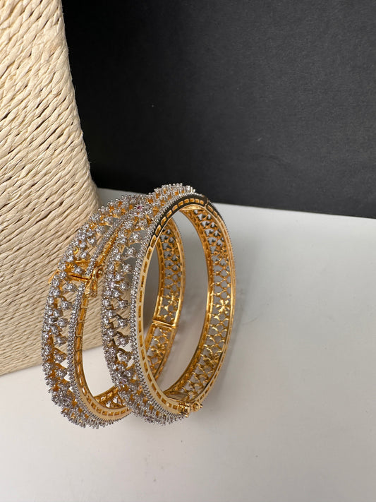 AD Gold Openable Clear Stone Bangle