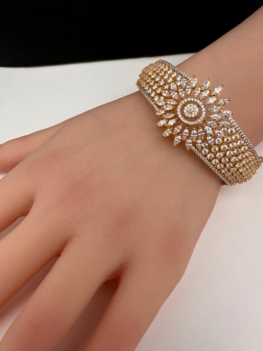 AD Gold Finish Openable Kada Bracelet
