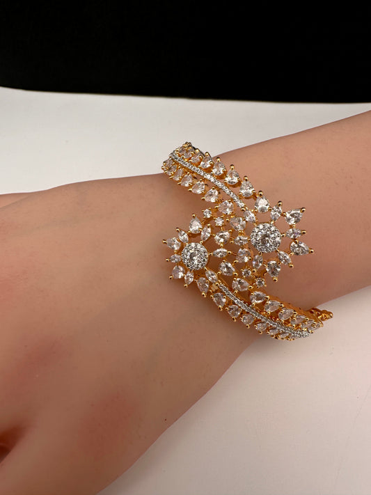 AD Gold Finish Openable Kada Bracelet