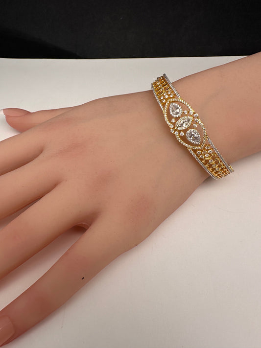 AD Gold Dual Finish Openable Kada Bracelet