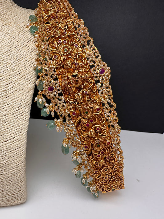 Matte Nakshi CZ Goddess Lakshmi Kids Hip Belt Vaddanam