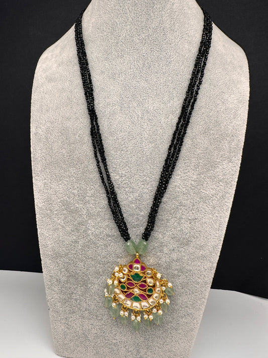 Jadau Kundan Pendent Crystal Beads Necklace