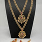 American Diamond Golden Red Green Stone Long Short Combo Necklace Set