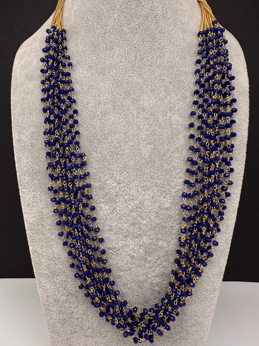 Beads Bunch Multi Color 12 Line Necklace - Blue
