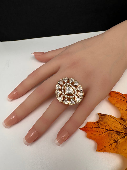 Kundan Statement Adjustable Cocktail Finger Ring