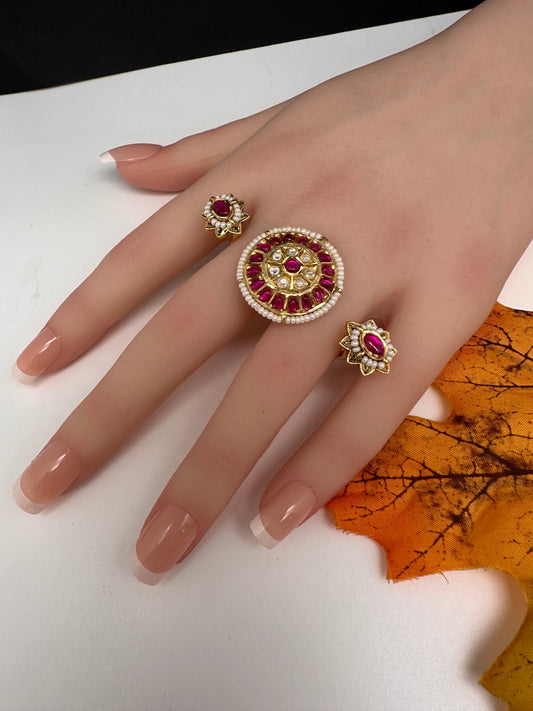 Kundan Statement Adjustable Cocktail Finger Ring