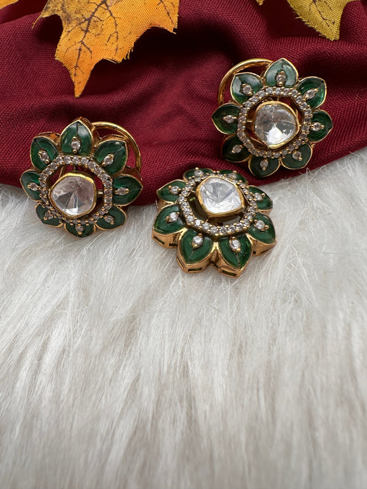 92.5 Silver Green Pendent Set
