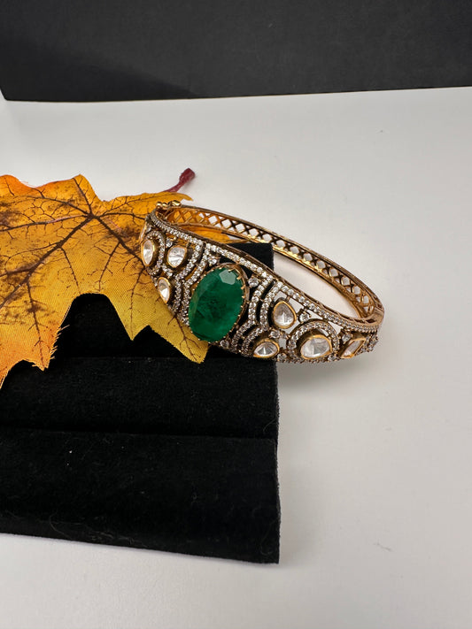 92.5 Silver Green  Moissanite Bracelet