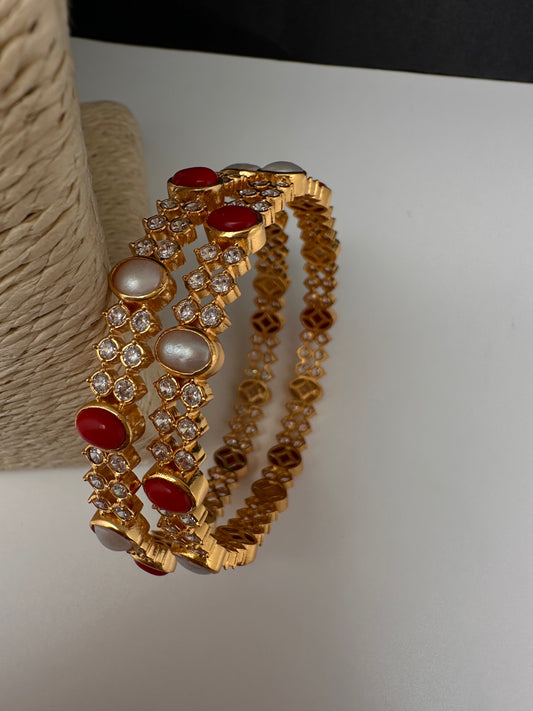 92.5 Silver Coral Pearl Bangles 2.4