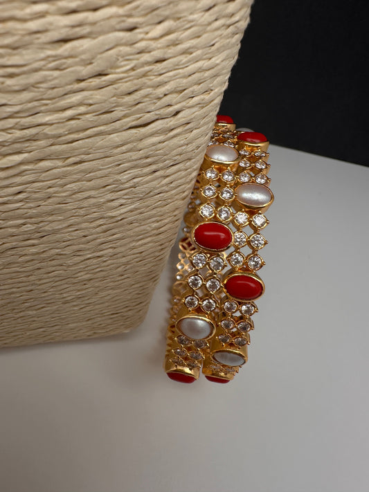92.5 Silver Coral Pearl Bangles 2.8