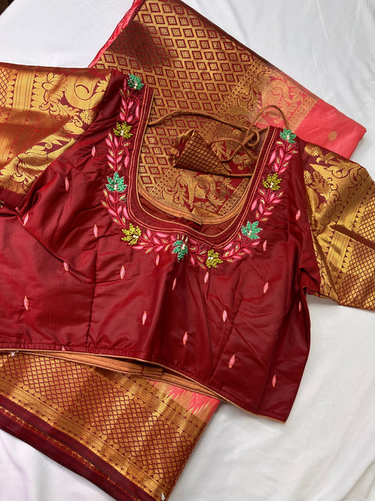 Pink Semi Silk Pattu Gadwal Saree