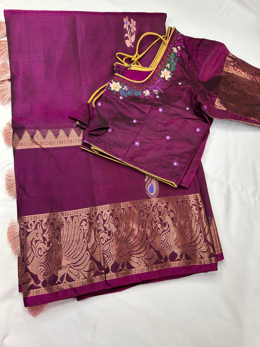 Pure Kanchi Handloom Green Saree