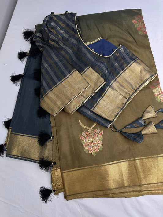 Raw Mango Pure Silk Green Saree