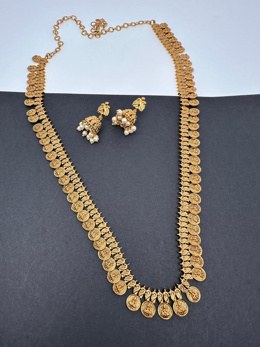 Goddess Lakshmi Kassu Coin Long Necklace