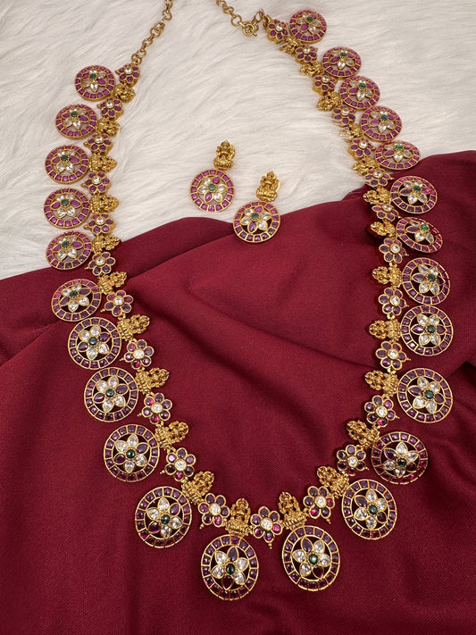 Goddess Lakshmi Bottu Mala Long Necklace