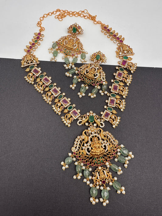 Kempu Multi Stone Goddess Lakshmi Short Necklace