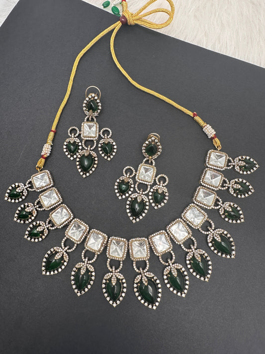Victorian Moissanite Green Neckline Necklace
