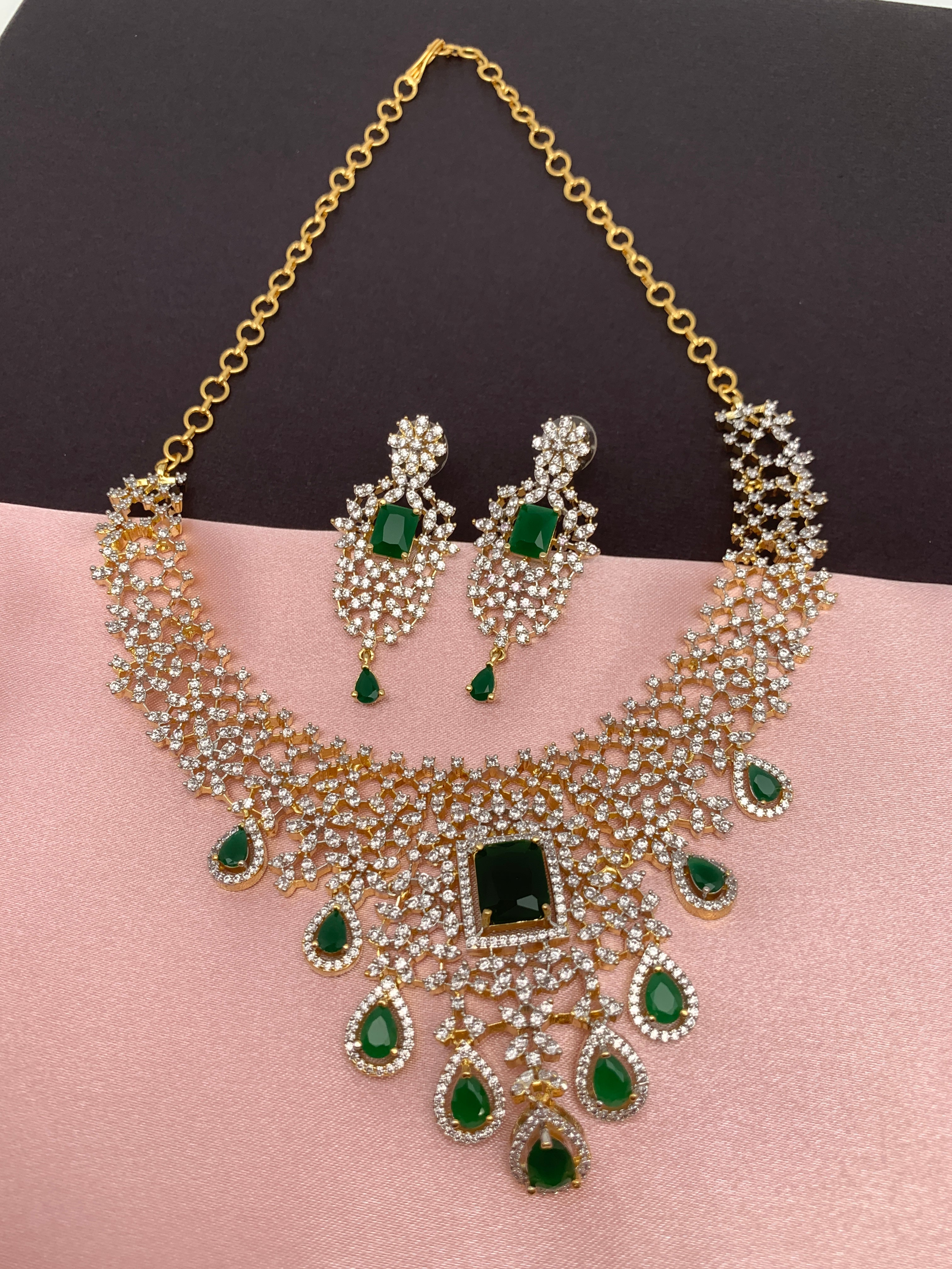 AD Color Stone Short Neckline Necklace Sheetal's FabFashion