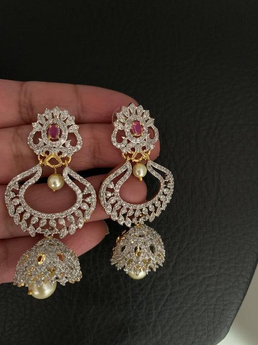 AD Ruby Red Stone Earrings