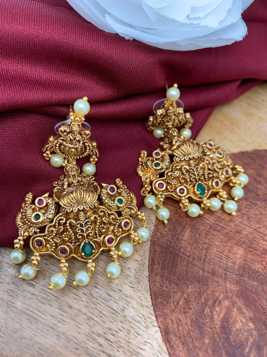 Goddess Lakshmi Nakshi Matte Finish Earrings