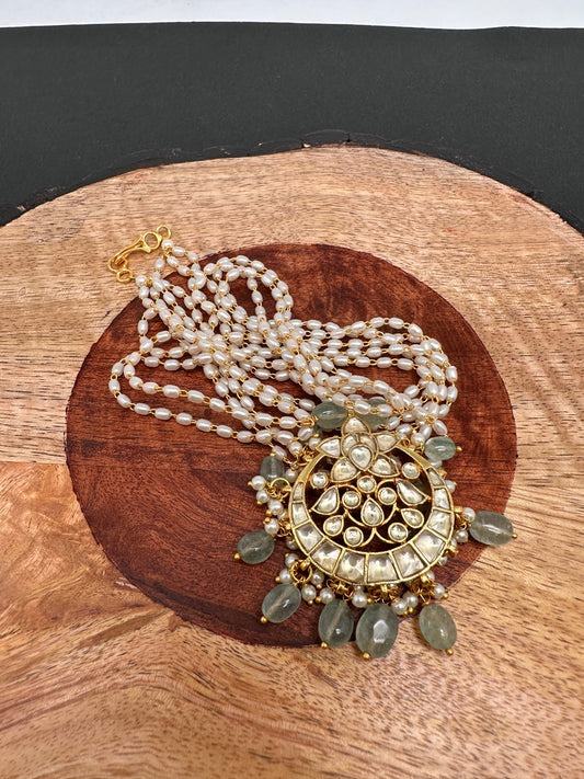 Simple Jadau Kundan Rice Pearls Necklace