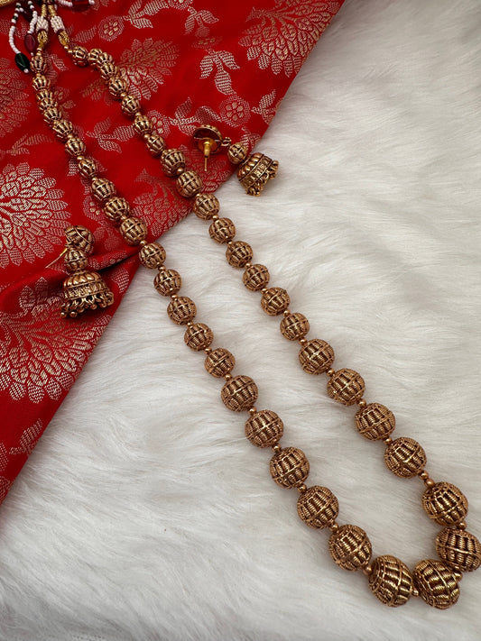 Golden Nakshi Ball Necklace