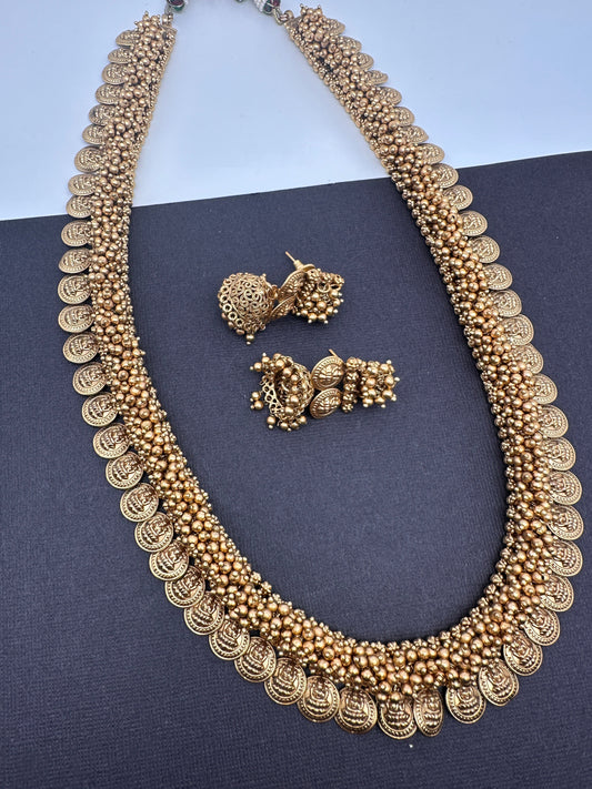 Goddess Lakshmi Matte Kassu Mala Long Necklace