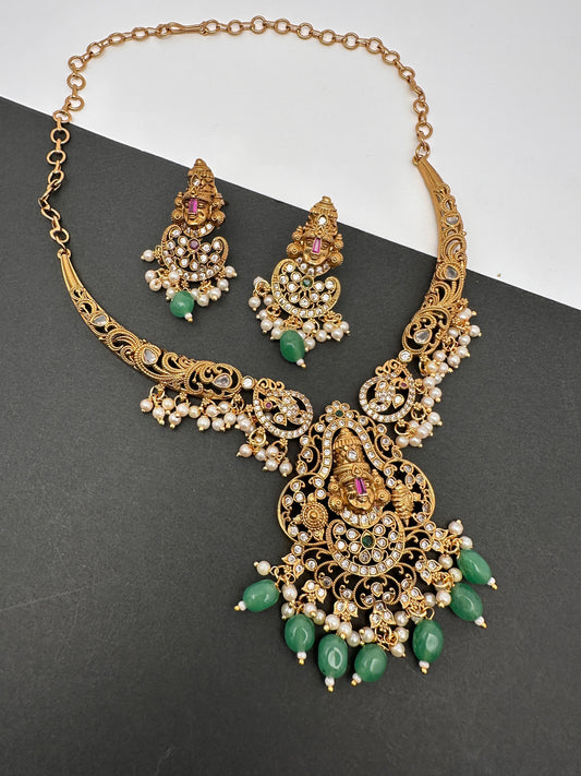 Venkatesh Balaji Green beads Matte Kanthi Necklace