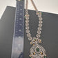 AD Green Stone Peacock Pattern Victorian Dual Tone Polish Long Necklace