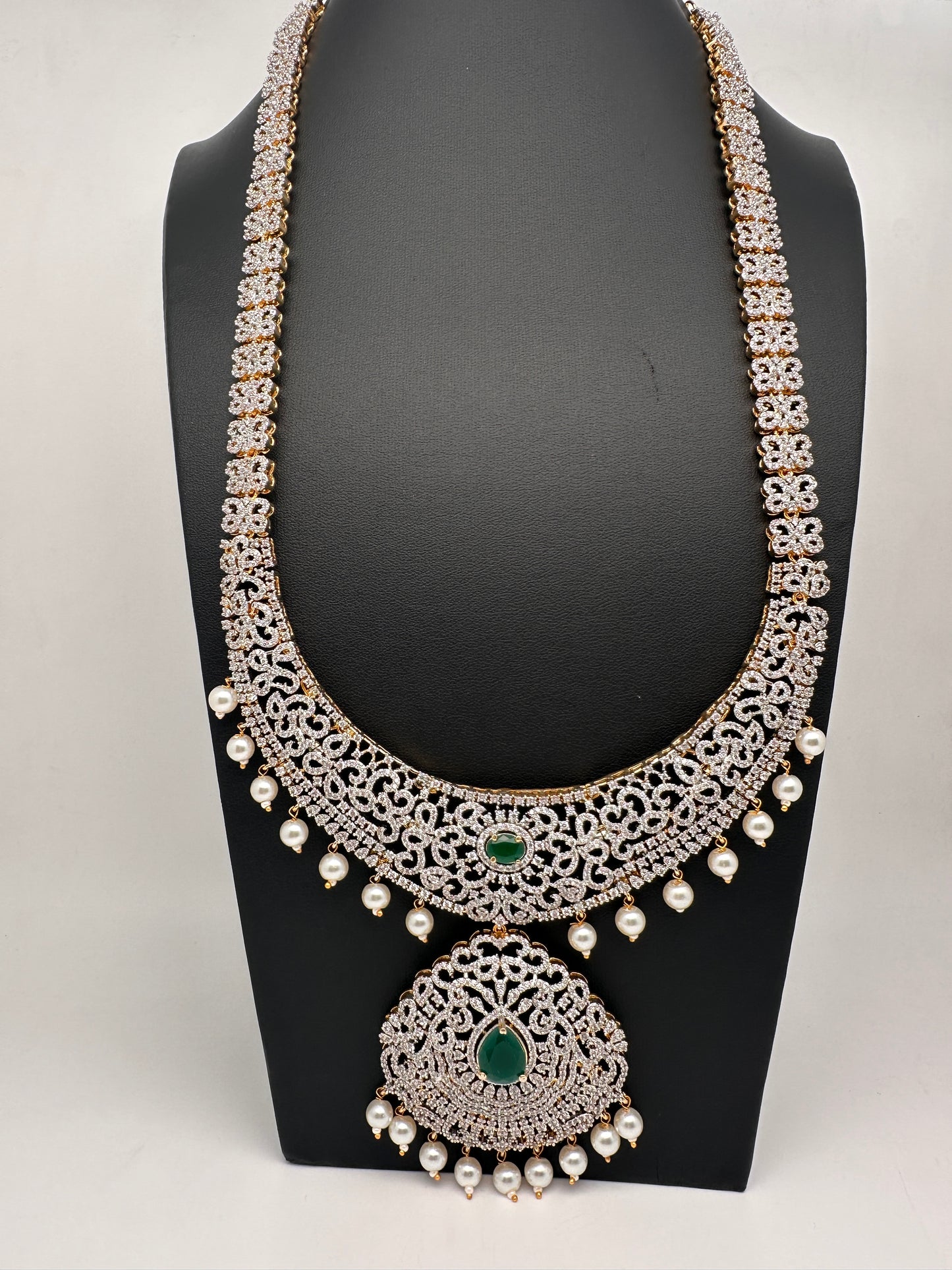 AD Emerald Green Stone Long Necklace