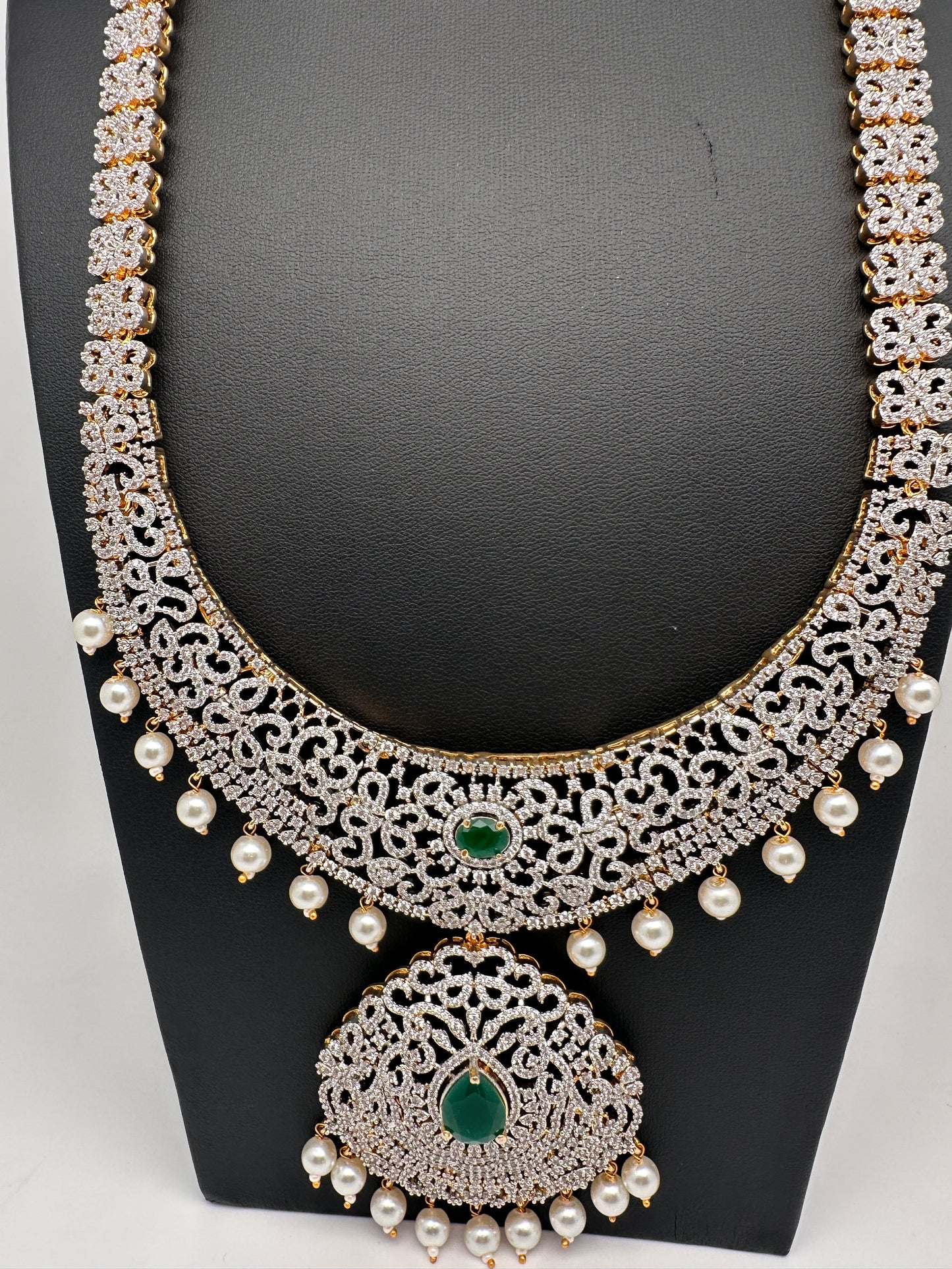 AD Emerald Green Stone Long Necklace