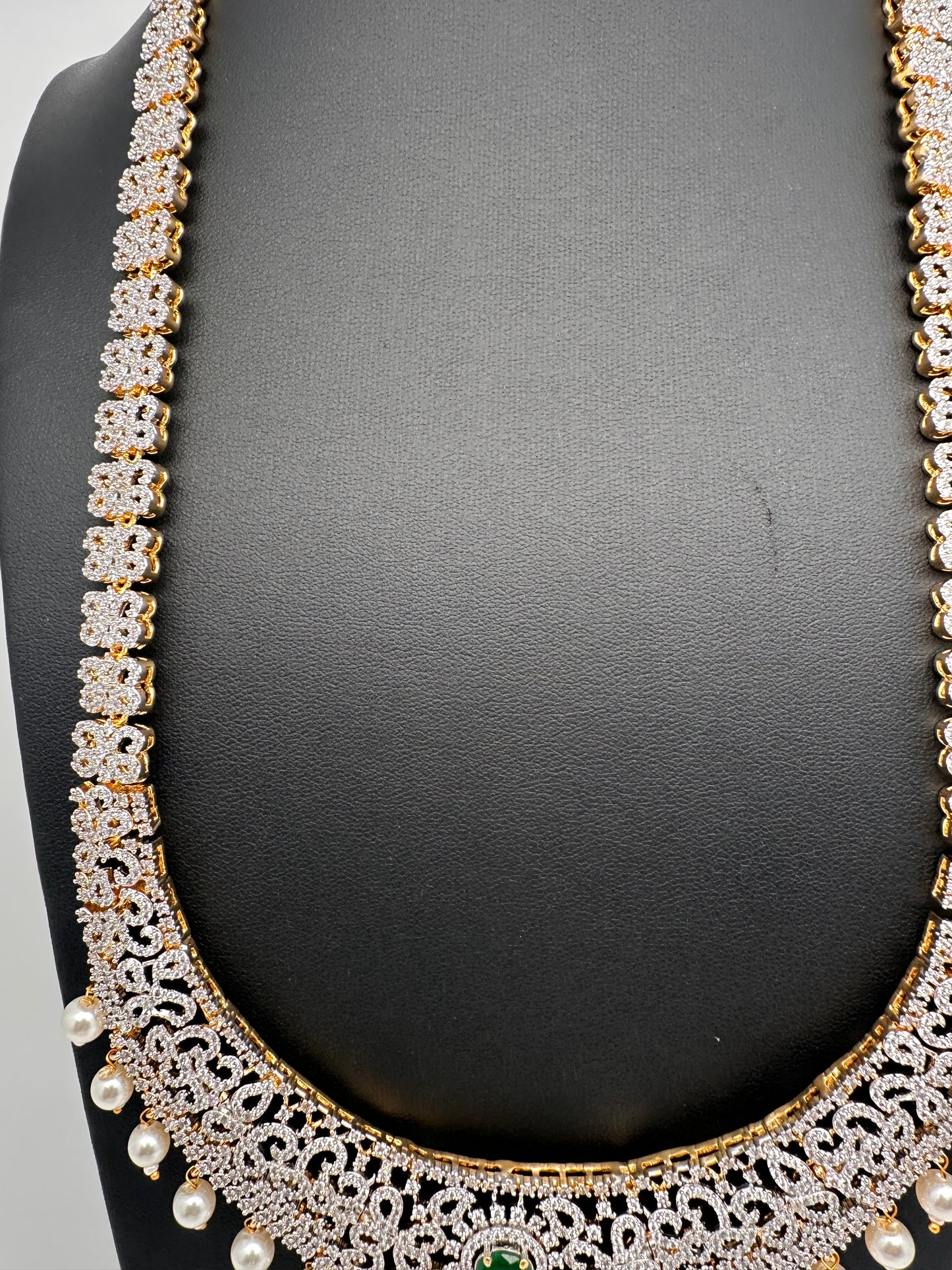 AD Emerald Green Stone Long Necklace