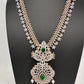 AD Diamond Finish Color Stone Peacock Design Short Necklace