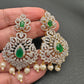 AD Diamond Finish Color Stone Peacock Design Short Necklace