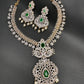 AD Diamond Finish Color Stone Peacock Design Short Necklace