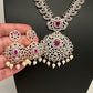 AD Diamond Finish Color Stone Mango Design Short Necklace