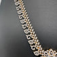 AD Diamond Finish Color Stone Floral Design Short Necklace - Red