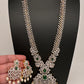 AD Diamond Finish Color Stone Long Necklace