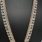 AD Diamond Finish Color Stone Mango Design Long Necklace - Green