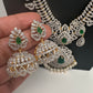 AD Diamond Finish Color Stone Mango Design Long Necklace