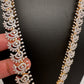 AD Diamond Finish Color Stone Long Necklace - Red