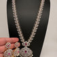 AD Diamond Finish Color Stone Long Necklace - Red